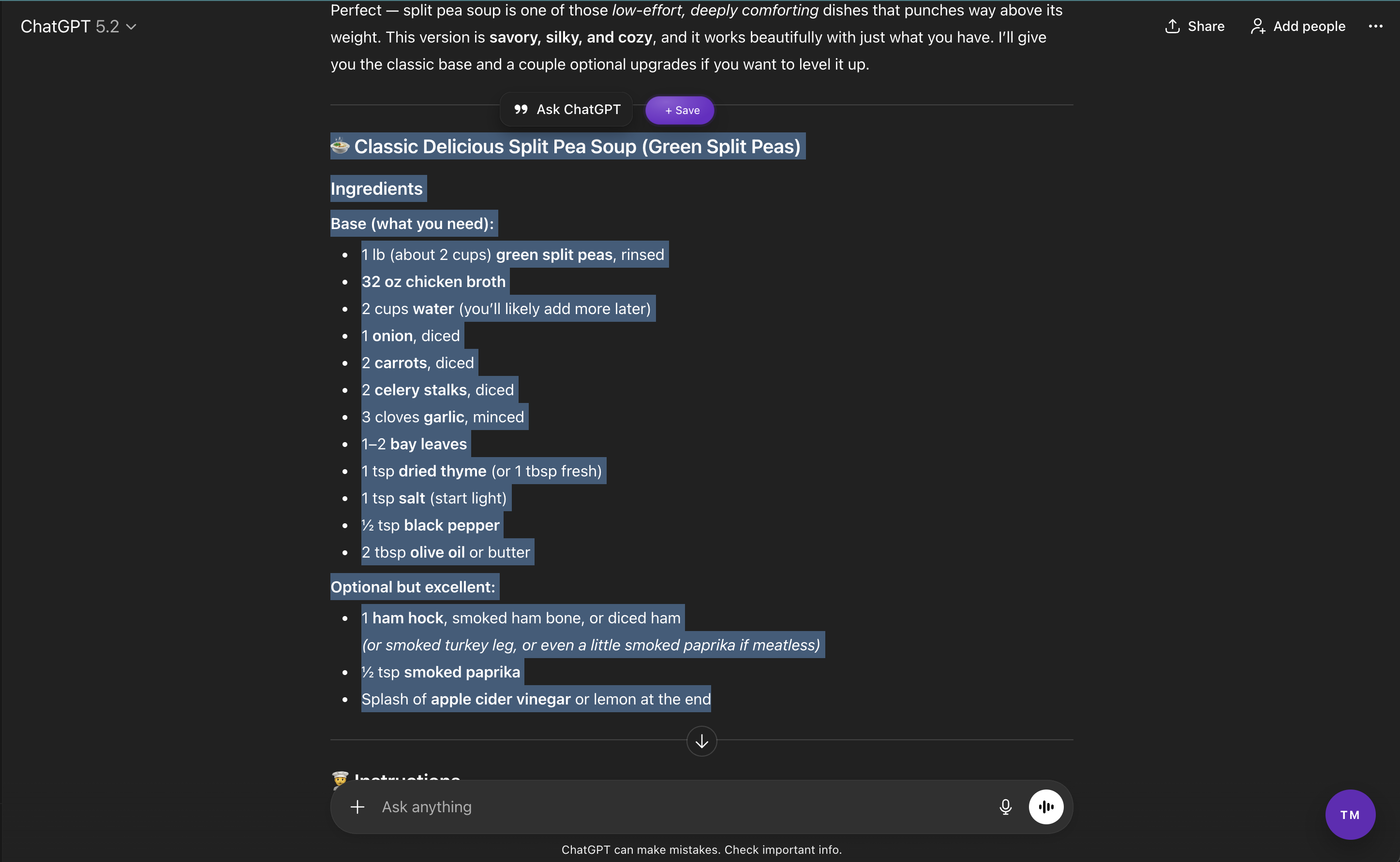 Save a highlighted moment in ChatGPT